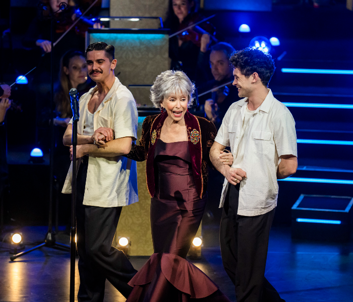 Rita Moreno with cast members in Rodgers & Hammerstein's 80th Anniversary concert, which is streaming for FREE courtesy of PBS Great Performances. Photo by Tristram Kenton.