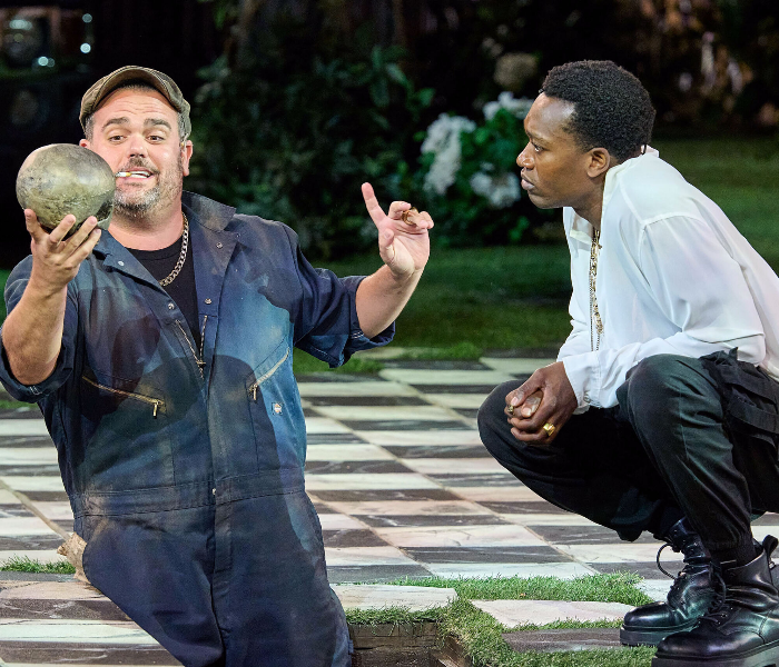 Greg Hildreth and Ato Blankson-Wood in Shakespeare in the Park's Hamlet, which is streaming for free on PBS Great Performances. Photo by Joseph Sinnott.