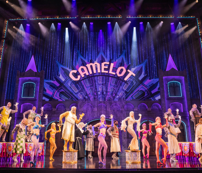 The cast of Spamalot, one of the many shows performing at Macy's Thanksgiving Day Parade. Photo by Matthew Murphy and Evan Zimmerman.