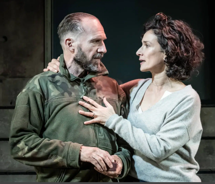 Ralph Fiennes and Indira Varma in Macbeth, which is streaming courtesy of National Theatre at Home. Photo by Marc Brenner.