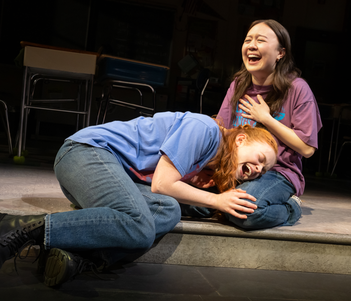 Sadie Sink and Amalia Yoo in John Proctor is the Villain on Broadway. Photo by Julieta Cervantes.