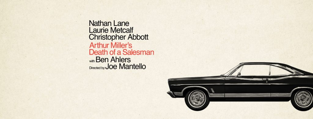 A vintage care with the names of the cast and title of the show